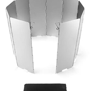 Faltbarer Aluminium Windschutz mit 10 Lamellen für Camping- und Outdoor-Kocher, ideal zum Schutz vor Wind beim Kochen im Freien.