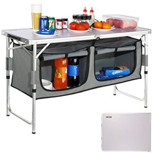 VEVOR Campingküche für Outdoor-Aktivitäten mit stabiler Arbeitsfläche, klappbarem Design und integrierten Aufbewahrungsfächern, ideal für Picknicks und Grillabende.