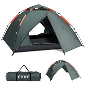 Cflity Camping Zelt für 3 Personen, blätternde und wasserdichte Wurfzelt mit Doppeltür-Design, geeignet für alle Jahreszeiten und Outdoor-Aktivitäten.