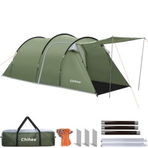 Chihee Camping Tunnelzelt für 4 Personen mit wetterfestem Design und 2 Eingängen, ideal für Outdoor-Aktivitäten und Familienausflüge.