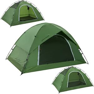 Clostnature 2 Personen Zelt in dunkelgrün, kuppelartige Form, geeignet für Camping und Outdoor Aktivitäten, mit großem Eingang und Ventilationsfenster.
