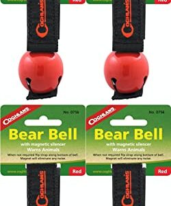 Viertes Pack roter Bärenglocken mit Magnet-Schalldämpfer für Outdoor-Aktivitäten zum Schutz vor Wildtieren.