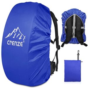 Wasserdichte Regenhülle für Rucksäcke von 15 bis 90 Litern in Blau, ideal für Outdoor-Aktivitäten wie Wandern, Camping und Radfahren.