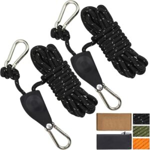 Cveenk Abspannseile mit reflektierenden Eigenschaften und Seilspanner für Camping und Outdoor-Aktivitäten, Länge 13ft (4 Meter), Durchmesser 4mm, extrem strapazierfähig und langlebig.