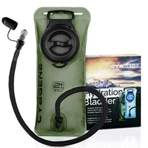 CybGene Trinkblase mit Schlauch in grün, 3-Liter Wasserbehälter für optimale Hydration beim Wandern und Radfahren, auslaufsicher mit großer Öffnung.
