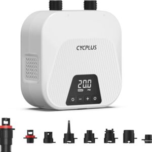 CYCPLUS 20PSI Hochdruck Smart SUP Luftpumpe mit digitalem Display zur Druckkontrolle, ideal für Stand Up Paddle Boards, Kite und Outdoor-Aktivitäten, kompakt und leistungsstark.