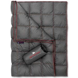 Get Out Gear Daunen-Campingdecke in Grau, isoliert, leicht und wasserdicht, ideal für Camping und Outdoor-Aktivitäten, mit tragbarem Packsack