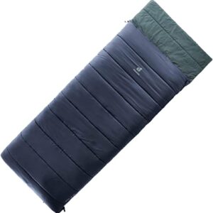 Kunstfaser Schlafsack deuter Orbit SQ +6° in ink-teal mit 2-Wege-Reißverschluss und abnehmbarem Kopfkissen, ideal für Camping und Wandern