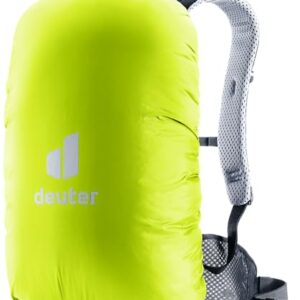 Deuter Raincover Mini in leuchtendem Neon für Rucksäcke von 12-22 Litern, bietet optimalen Wetterschutz und Sichtbarkeit.