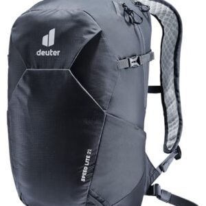 Leichter Wanderrucksack deuter Speed Lite 21 in schwarz, ideal für Outdoor-Aktivitäten mit ergonomischen Trageriemen und recyceltem Material.