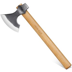 Dream Reach Beil Axt aus kohlenstoffreichem Stahl mit ergonomischem Holzgriff, ideal für Outdoor-Aktivitäten, Camping und Bushcraft.