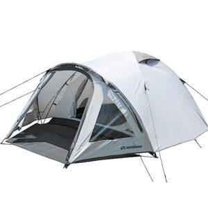 EchoSmile 4 Personen Camping Zelt in einem Outdoor-Setting, kuppelförmige Struktur, wasserdicht mit 5000mm Beschichtung, ideal für Familie und Outdoor-Aktivitäten.