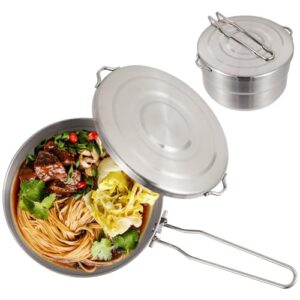 Edelstahl Camping Topf mit Deckel, 1.5L, ideal für Outdoor Kochen beim Camping, Wandern und Picknicks.