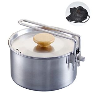 TOOSOAR Camping Topf aus Edelstahl mit faltbarem Griff und Deckel, ideal für Outdoor-Aktivitäten wie Camping, Wandern und Picknick, 1000ml Fassungsvermögen.