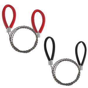 Zwei Edelstahl Drahtsägen mit ergonomischen Griffen für effektive Gartenarbeiten und Outdoor-Aktivitäten, ideal zum Schneiden von Holz und anderen Materialien.