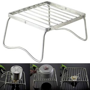 Robuster Grillrost aus Edelstahl mit stabiler Halterung für Camping und Outdoor-Aktivitäten, ideal zum Grillen und Kochen im Freien.