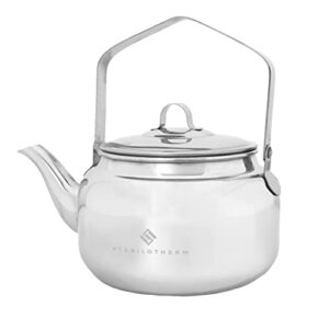 Edelstahl Outdoor-Kaffeekessel 1 Liter mit ergonomischem Griff, ideal für Camping, Wandern und Picknick, glänzendes Design, stabiler Ausguss.