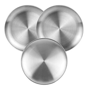 3-teiliges Edelstahl Teller Set mit rundem Design, geeignet für Camping, Küche und Partys, Durchmesser 20 cm