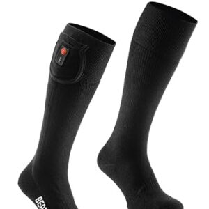 BERTSCHAT Elektrisch Beheizbare Socken für Männer und Frauen in Schwarz, ideal zum Wandern, Radfahren, Skifahren und Motorradfahren, mit integrierter Heiztechnik und wiederaufladbaren Batterien in Größe 35-38.