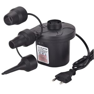 Elektrische Luftpumpe 2 in 1 für Luftmatratzen und Schwimmringe mit drei verschiedenen Düsen für vielseitige Einsätze.