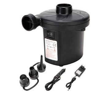 LEBEXY elektrische Luftpumpe für Luftmatratzen, Poolspielzeuge und Schlauchboote mit verschiedenen Aufsatzadaptern und 12V-Anschluss für den mobilen Einsatz.