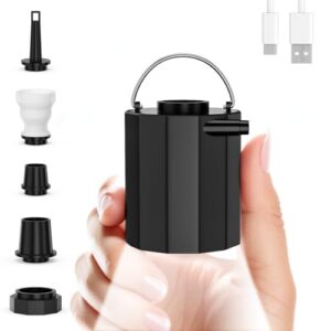 Elektrische Luftpumpe mit integrierter Lampe, tragbare Mini-Pumpe mit 1600mAh Akku, ideal zum Aufblasen und Absaugen von Luftmatratzen, Schwimmringen und mehr.
