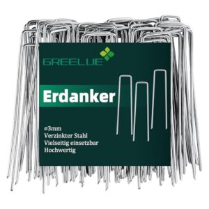 50 Stück Erdanker aus verzinktem Stahl mit 3 mm Durchmesser und 150x25 mm Größe, ideal für Garten und Outdoor-Projekte.