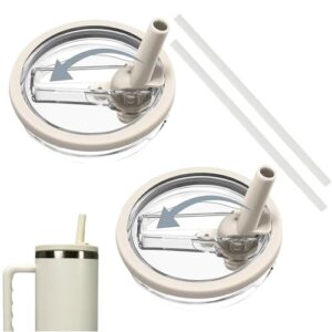Zwei praktische Ersatzdeckel für 40oz Becher aus BPA-freiem Kunststoff, mit zwei flexiblen Strohhalmen, ideal für Tumbler und Getränke