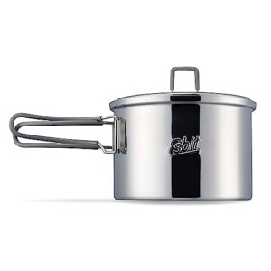 Esbit Outdoor Kochtopf 1600 ml aus hochwertigem Edelstahl mit Deckel und klappbaren Griffen, ideal für Camping und Outdoor-Kochen.