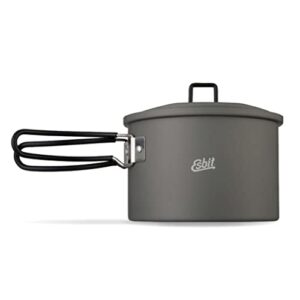 Esbit Outdoor Kochtopf 1600 ml aus hartanodisiertem Aluminium mit klappbaren Griffen und Deckel mit praktischer Aufhängung, ideal für Camping und Outdoor-Aktivitäten.
