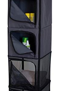 Praktischer EuroTrail Hängeschrank zur effizienten Aufbewahrung von Kleidung und Zubehör in Wohnmobilen oder beim Camping, aus robustem dunkelgrau-schwarzem Textil mit mehreren Fächern.