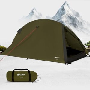 Das EXPLORER Dakota Zelt für 1-2 Personen in einer beeindruckenden Berglandschaft, ultraleicht und kompakt, ideal für Fahrrad- und Motorradreisen.