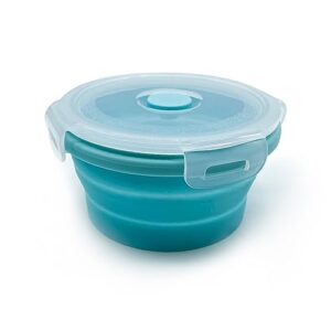 Faltbare Silikon Schüsseln mit Deckel für Camping und Outdoor Aktivitäten, 1200ml, platzsparend und langlebig
