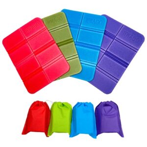 Set von 4 farbenfrohen faltbaren Sitzkissen für Outdoor-Aktivitäten, wasserfest und isolierend, ideal für Picknick und Camping.
