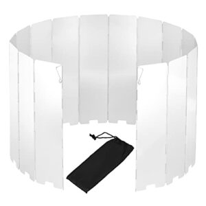 Faltbarer Aluminium Windschutz mit 16 Paneelen für Outdoor-Aktivitäten, ideal für Gaskocher und Grill. Stabiler Schutz gegen Wind und einfache Transportmöglichkeiten.