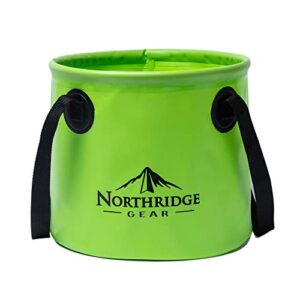 Northridge Gear 20L Faltbarer Eimer in grün, ideal für Camping, Angeln und Gartenpartys. Robustes, wasserfestes Material mit ergonomischen Tragegriffen.