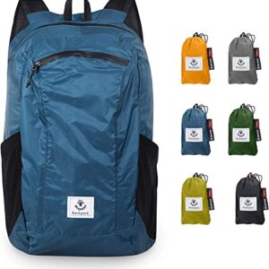 4Monster faltbarer Rucksack in Blau, ultraleicht und wasserdicht, ideal für Outdoor-Aktivitäten wie Wandern, Camping und Reisen mit robusten Schultergurten und mehreren Fächern.