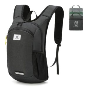 Ultraleichter faltbarer Rucksack 10L in schwarz aus strapazierfähigem Material, ideal für Wandern, Reisen und tägliche Aktivitäten.