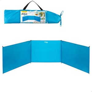Faltbarer Strand-Windschutz in blau, 200 x 75 cm, mit stabilen Polyester-Paneelen und UV-Schutz, ideal für den Einsatz am Strand oder im Garten.