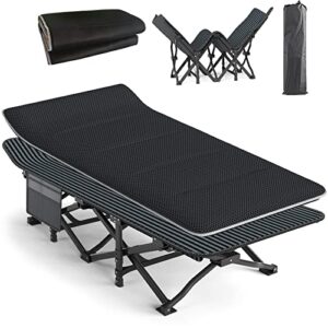 Faltbares Campingbett mit stabiler Konstruktion und gepolstertem, atmungsaktivem Material, ideal für Outdoor-Abenteuer oder als Gästebett.
