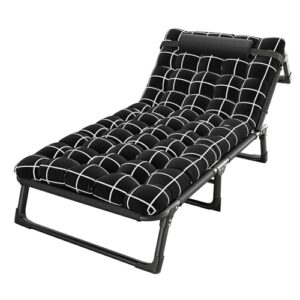 Saterkali faltbares Campingbett mit verstellbarem Rahmen und Kissen, ideal für Reisen, Garten und Büro, max. Belastung 200 kg.