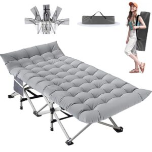 Newfulam klappbares Feldbett in grau, ideal für Camping und als Gästebett – robust, faltbar mit stabilem Metallgestell und komfortabler Matratze.