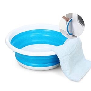 Multifunktionales, faltbares Waschbecken aus Silikon in runder Form, ideal für Outdoor-Aktivitäten wie Camping und Reisen, platzsparend und einfach zu verwenden.