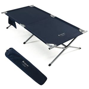 COSTWAY Klappbares Feldbett XXL in Blau mit stabilem Aluminiumrahmen und strapazierfähigem Stoff für Camping und Outdoor-Aktivitäten
