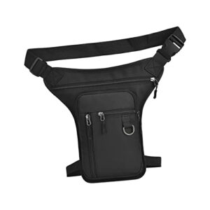 Schwarze Fenteer Bag Outdoor Oberschenkeltasche mit Reißverschluss, ideal für aktive Lebensstile, wasserdichtes PU-Material, vielseitig einsetzbar für Sport und Reisen.