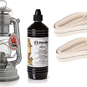 Feuerhand Starter-Set Sturmlaterne Baby Special 276 mit 1 Liter Alkan und 2 Ersatz-Dochten für Outdoor-Aktivitäten und gemütliche Abende im Garten.