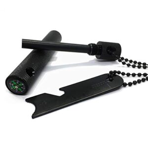 Rummershof Feuerstahl für Outdoor & Survival, inklusive Magnesium Feuerstarter, Kette und Kompass, ideal für Camping und Survival-Abenteuer.