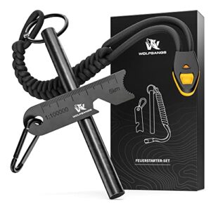 WOLFGANGS Feuerstahl Outdoor XXL mit Paracord und Multitool für Outdoor-Aktivitäten und Survival-Situationen. Ideal für Camping und Abenteuer.
