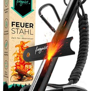 Feuerstahl Outdoor XXL Set mit Funkenflug und Paracord, ideal für Camping und Survival Abenteuer, inklusive Notfallpfeife und Multitool.