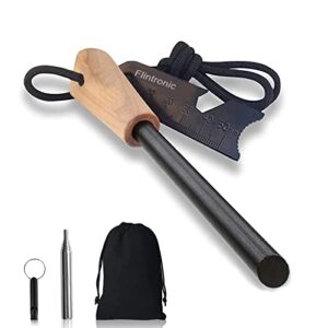 Feuerstahl Survival Set mit handgefertigtem Holzgriff, wasserdichtem Magnesium-Feuerstarter, teleskopischem Blasrohr und multifunktionalem Schaber für Outdoor-Aktivitäten.